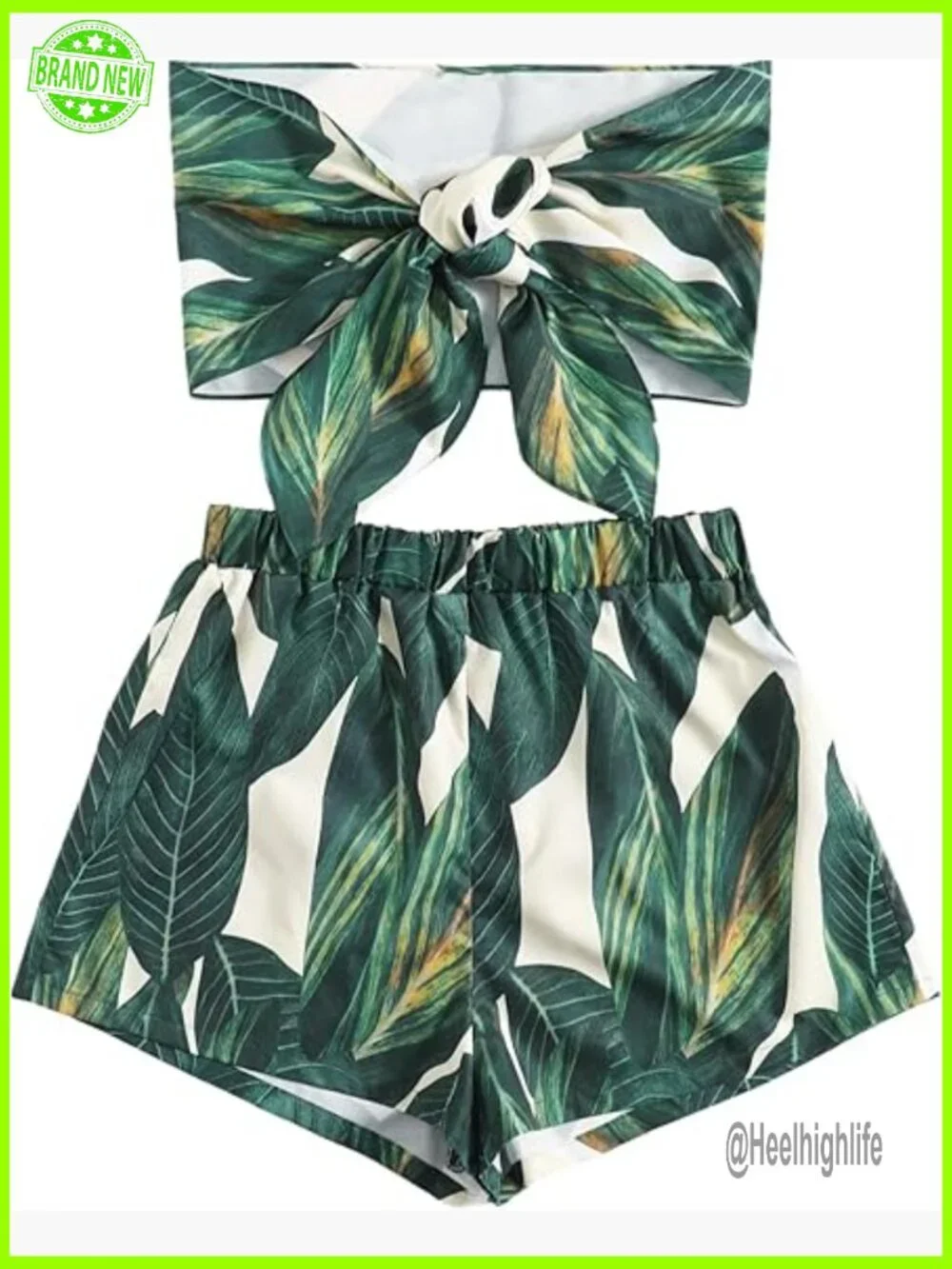 2 Piece Short Set Strapless Crop Top & Matching Shorts